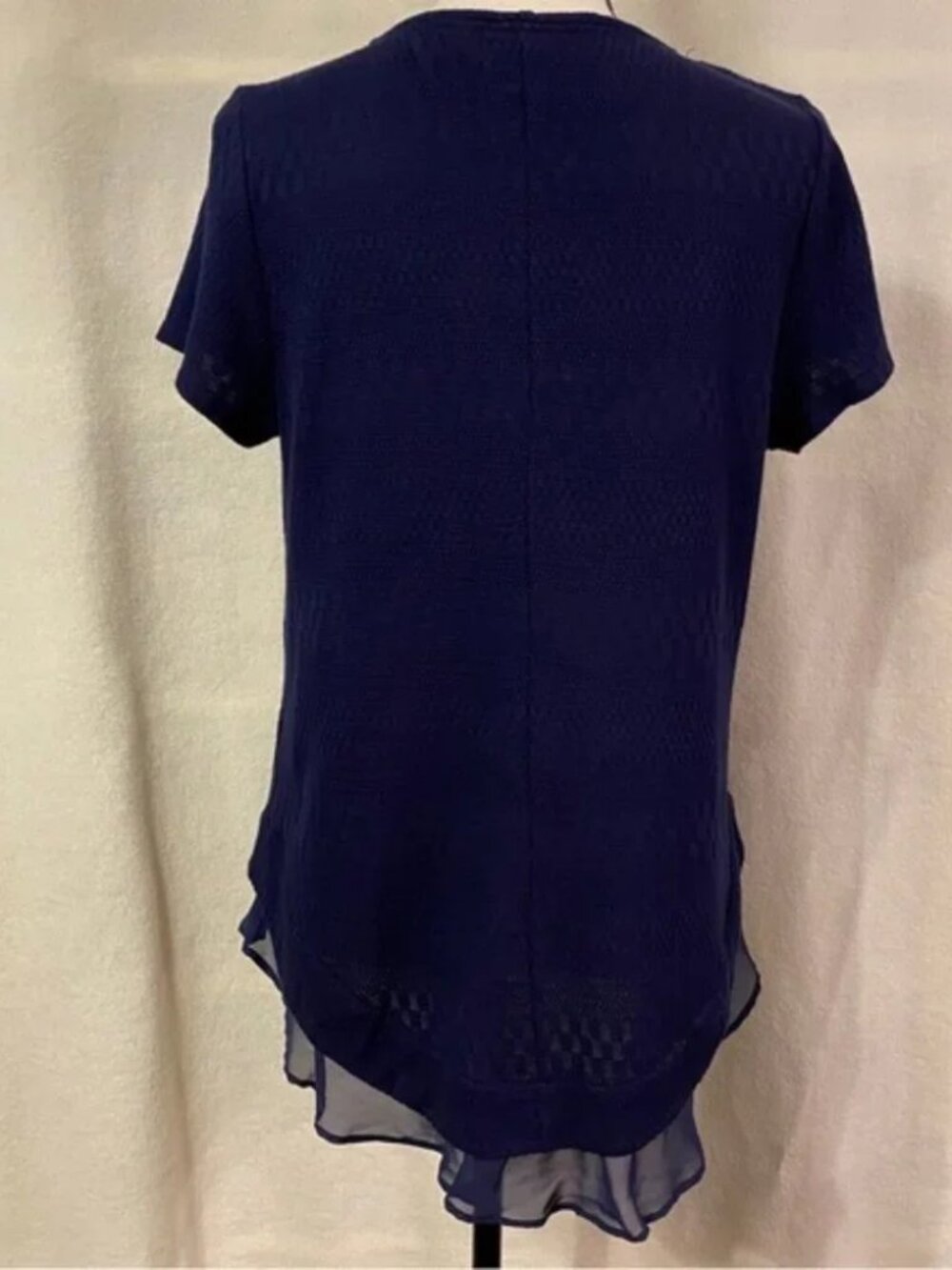 Anthropologie Deletta navy blue Soledad chiffon-trimmed top - Picture 7 of 12